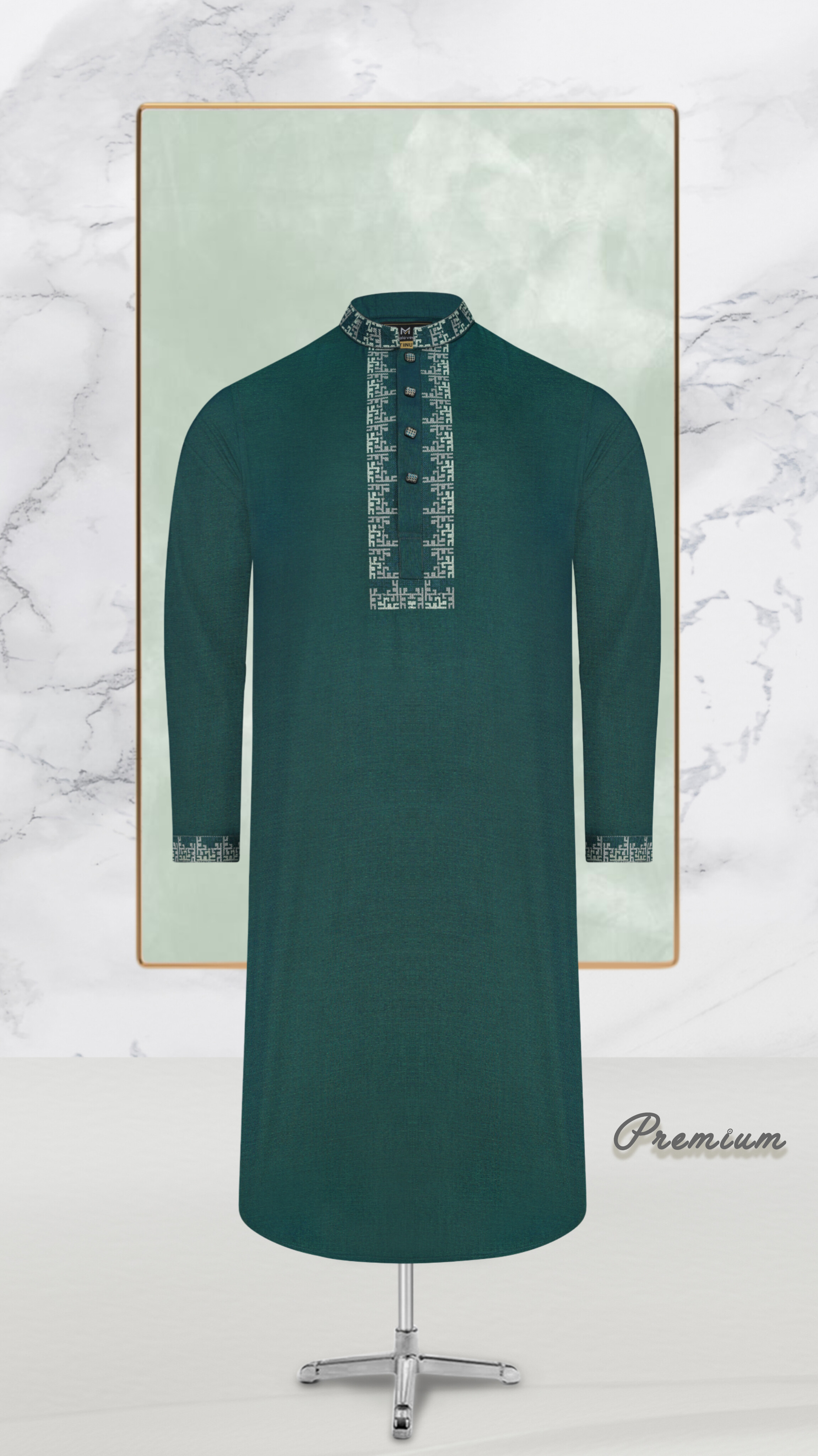 Premium Nature Green Embrodiary Panjabi