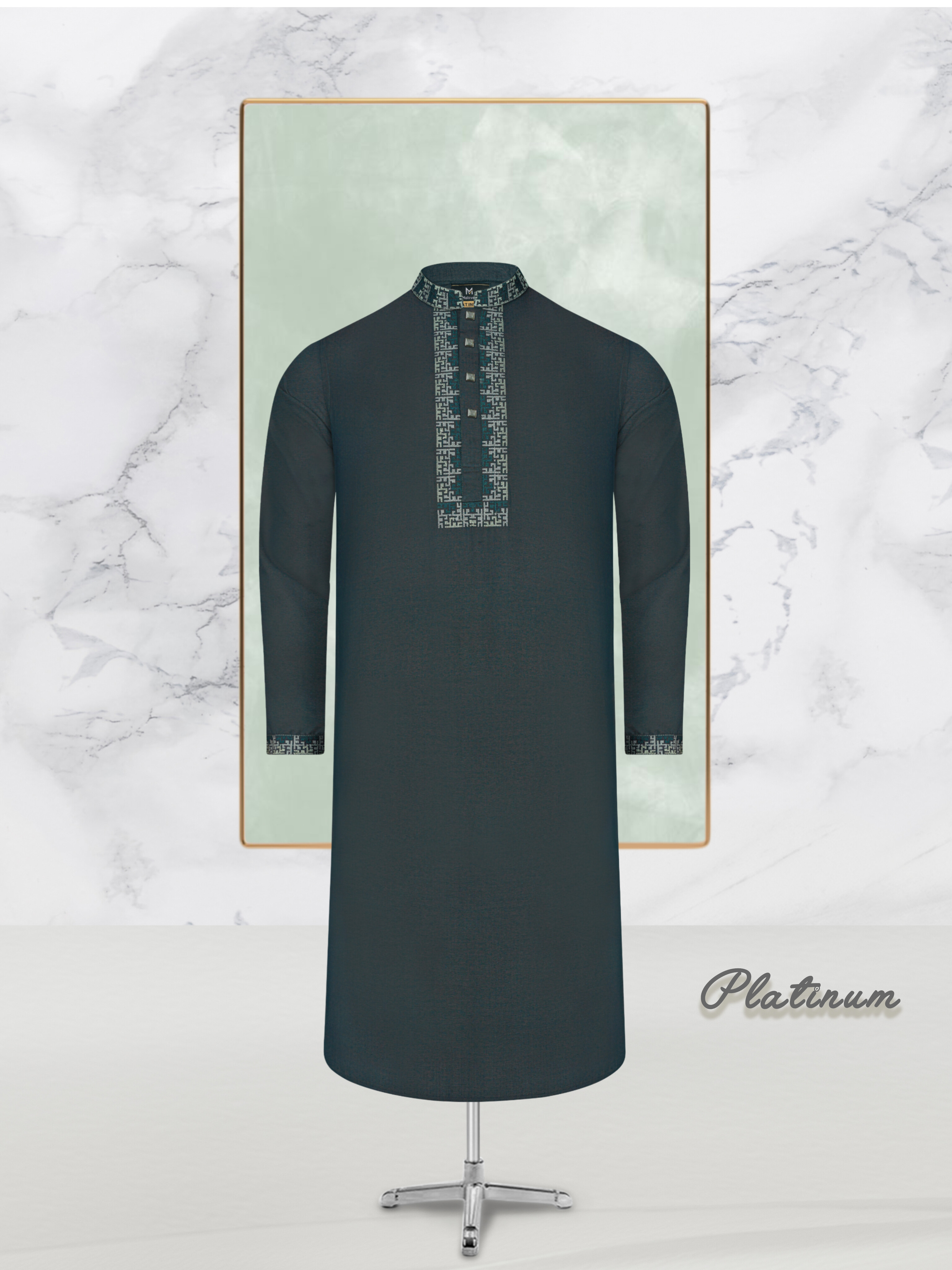 Premium Dual Shade Violet Embrodiary Panjabi