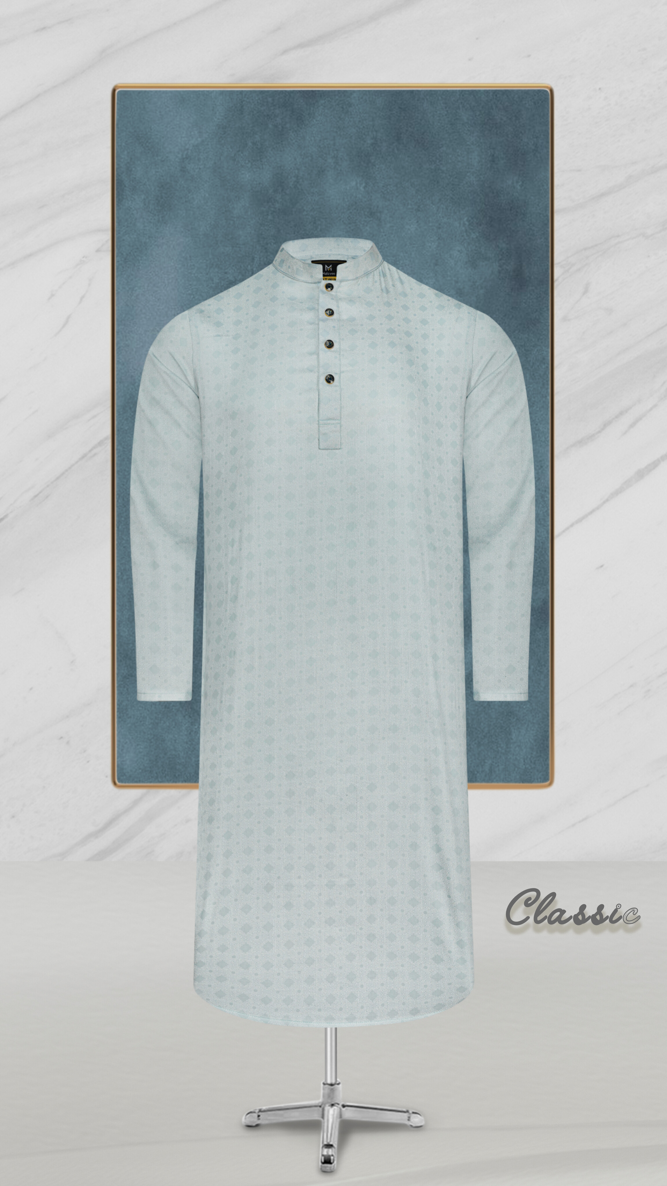 Classic Sky Blue Print Panjabi